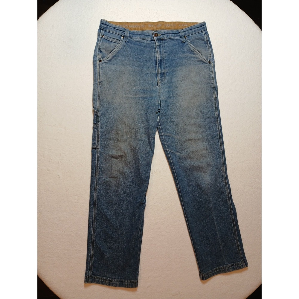 Smith's Workwear Jeans Mens 36x32 Blue Denim Straight Leg‎ Cotton Blend Stretch